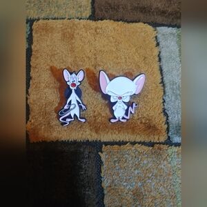 Pink and Brain Cartoon Pins